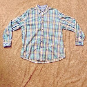 Plaid Dress Shirt with Easter Colors in Large